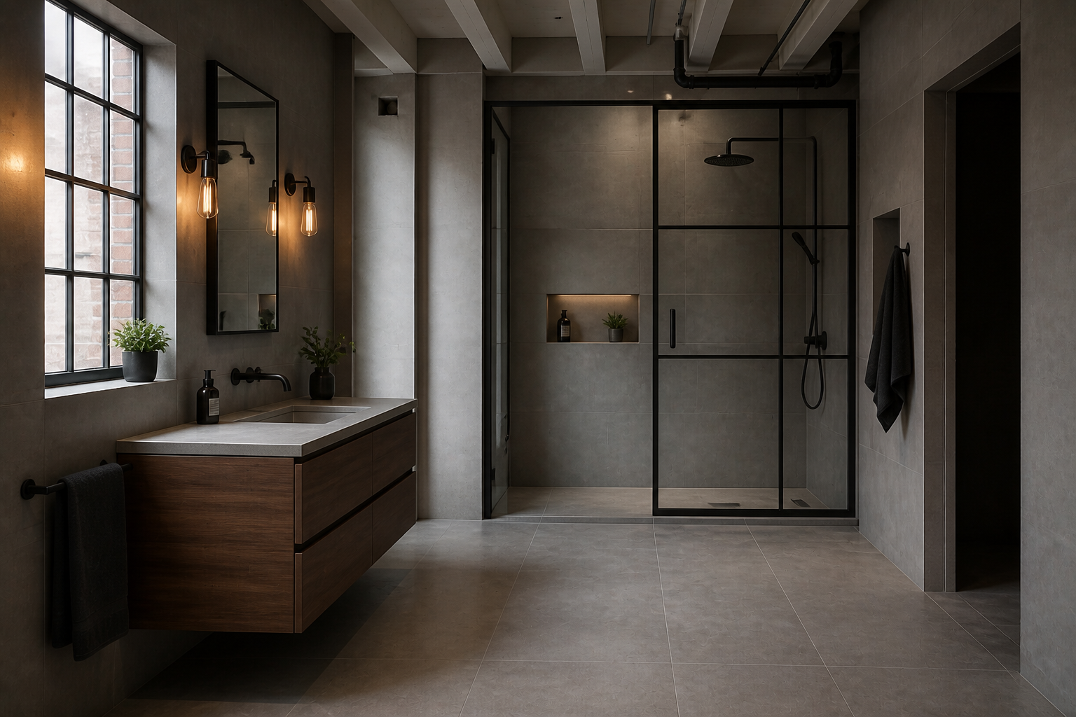 Industrial loft bathroom (after)