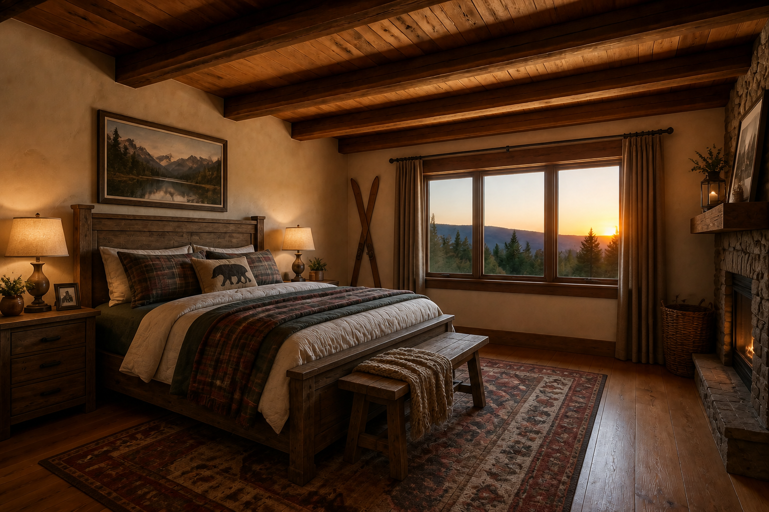 Rustic mountain bedroom (after)