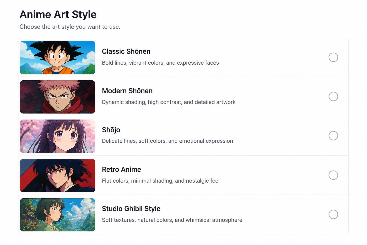 Select your base style