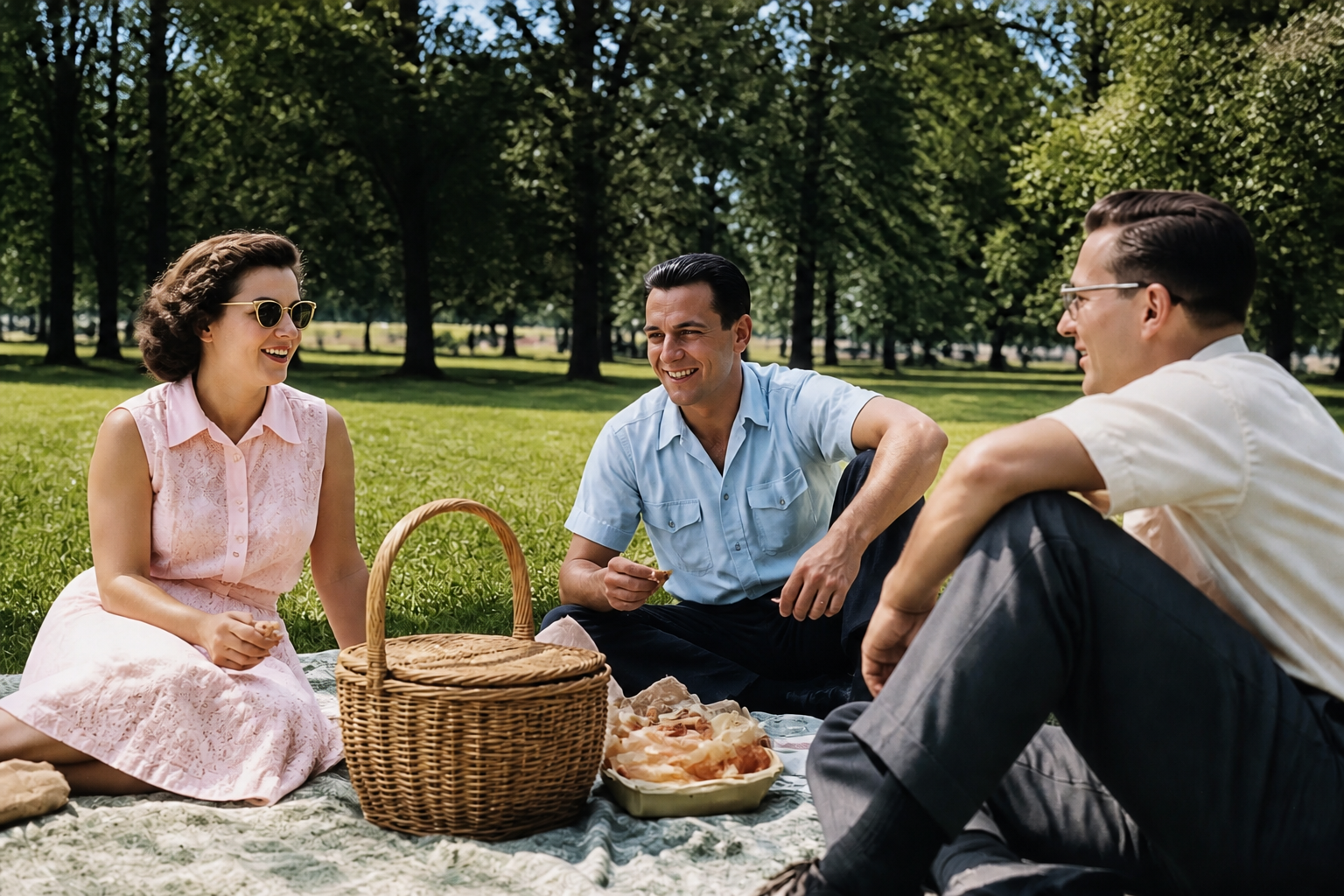 Colorized family picnic (after)