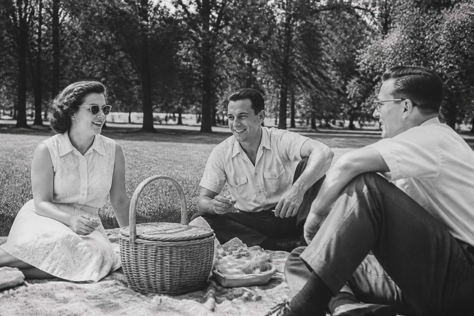 Colorized family picnic (before)