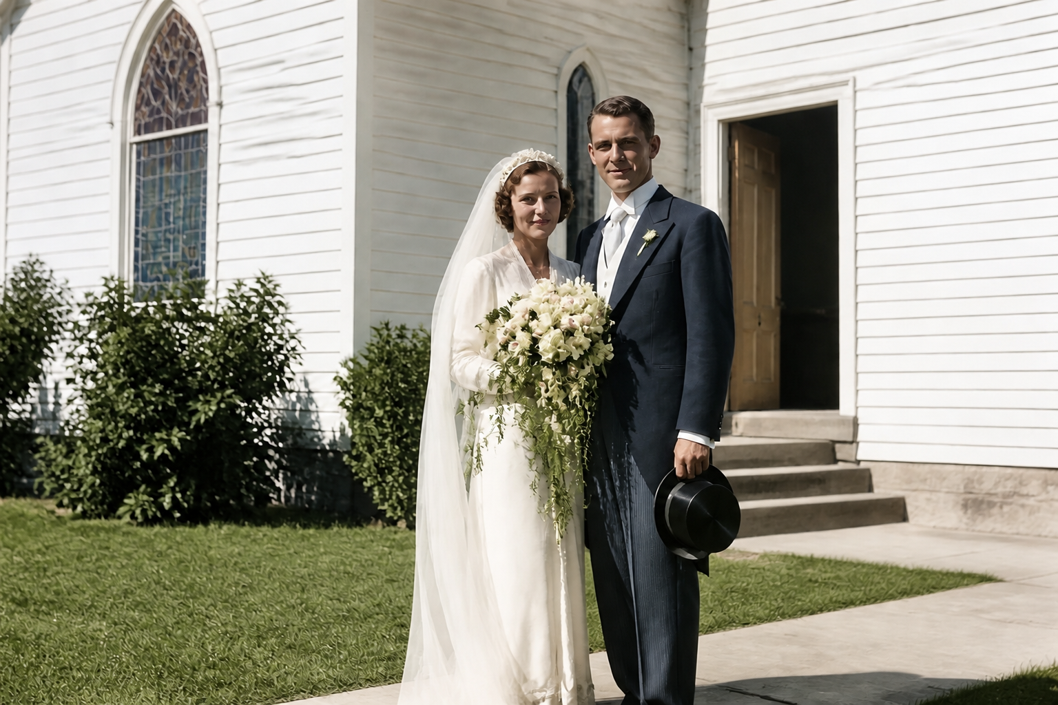 Restored vintage wedding photo (after)