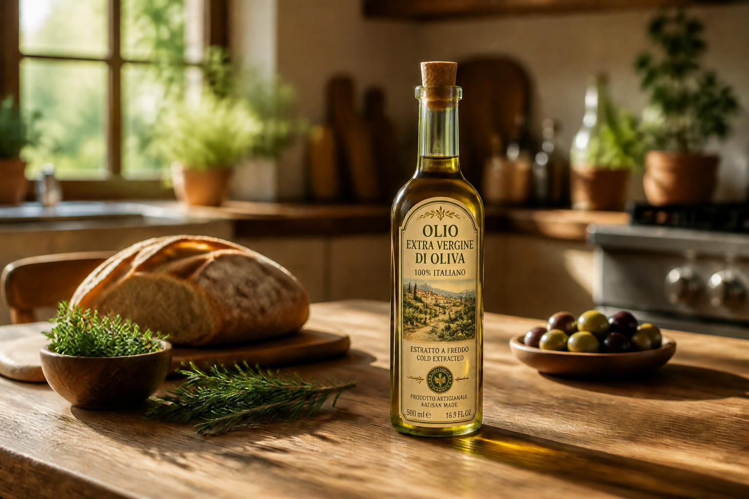 Gourmet olive oil label (after)