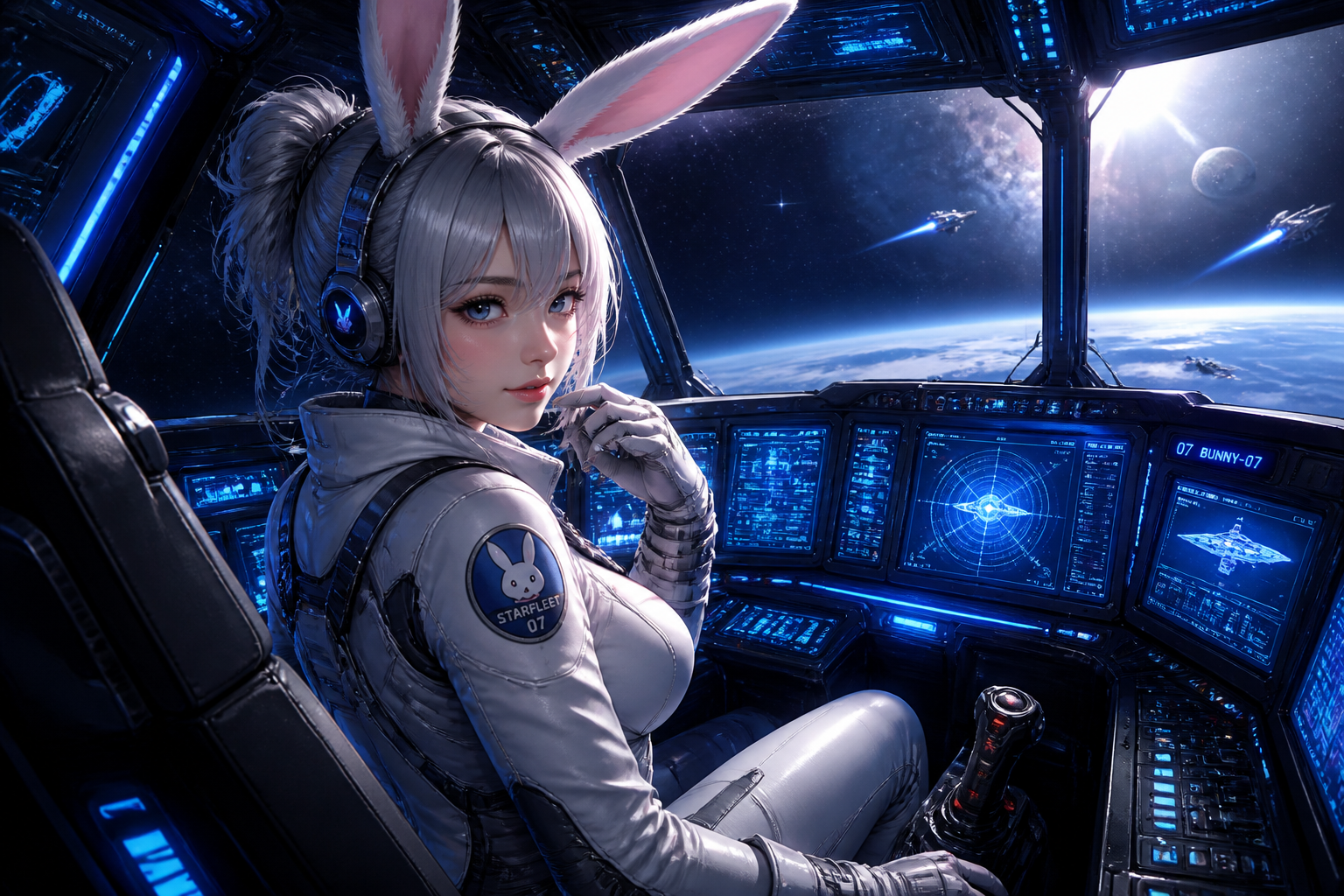 Sci-fi starship pilot bunny girl