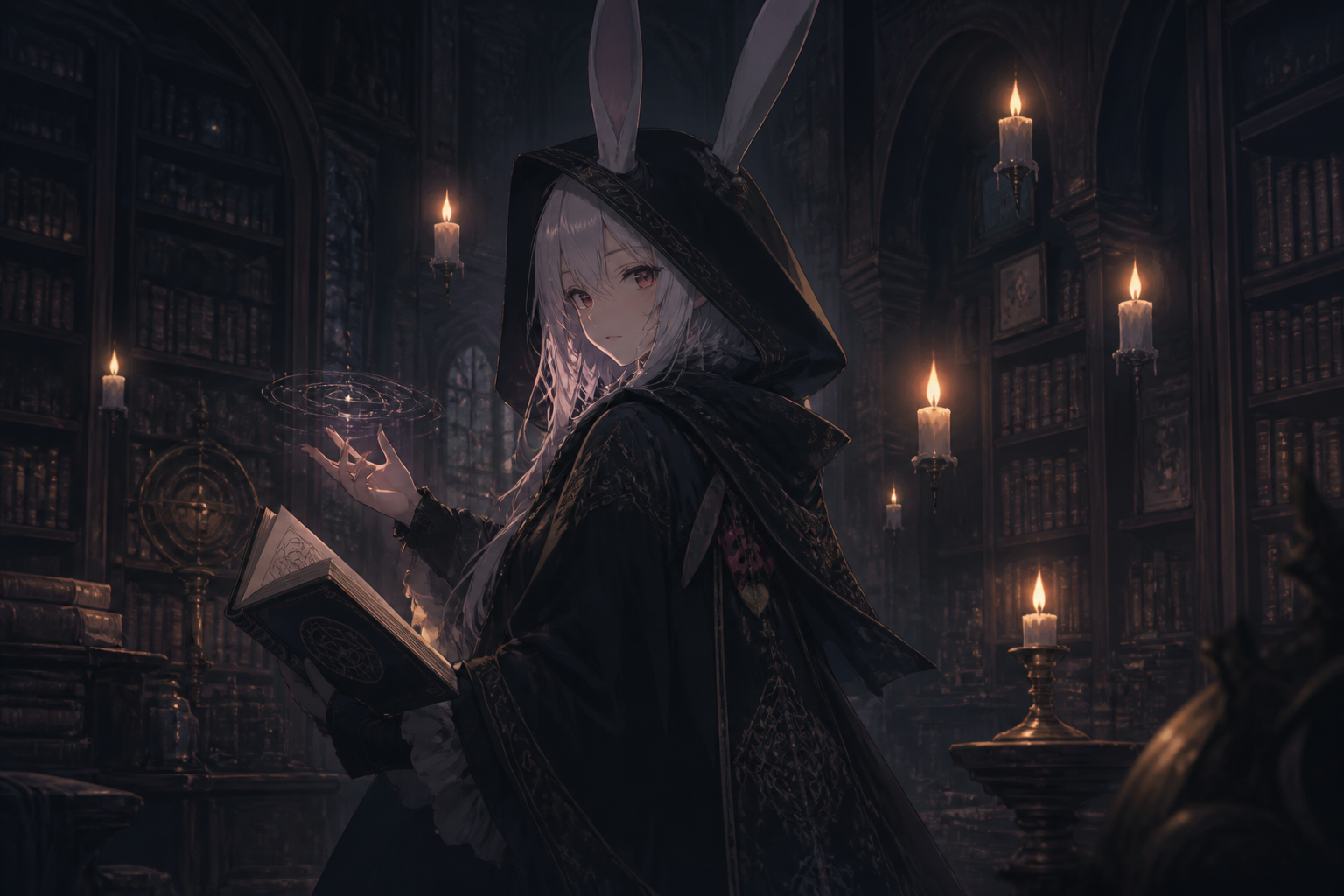 Dark academia witch bunny girl