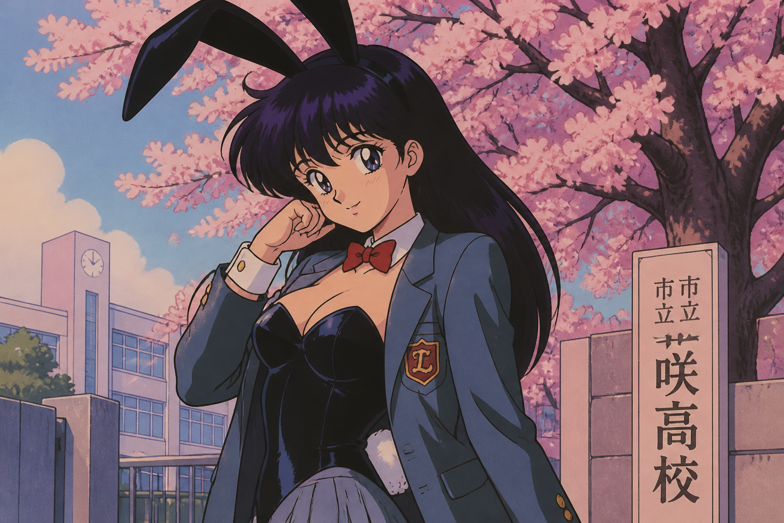 90s retro anime school bunny girl