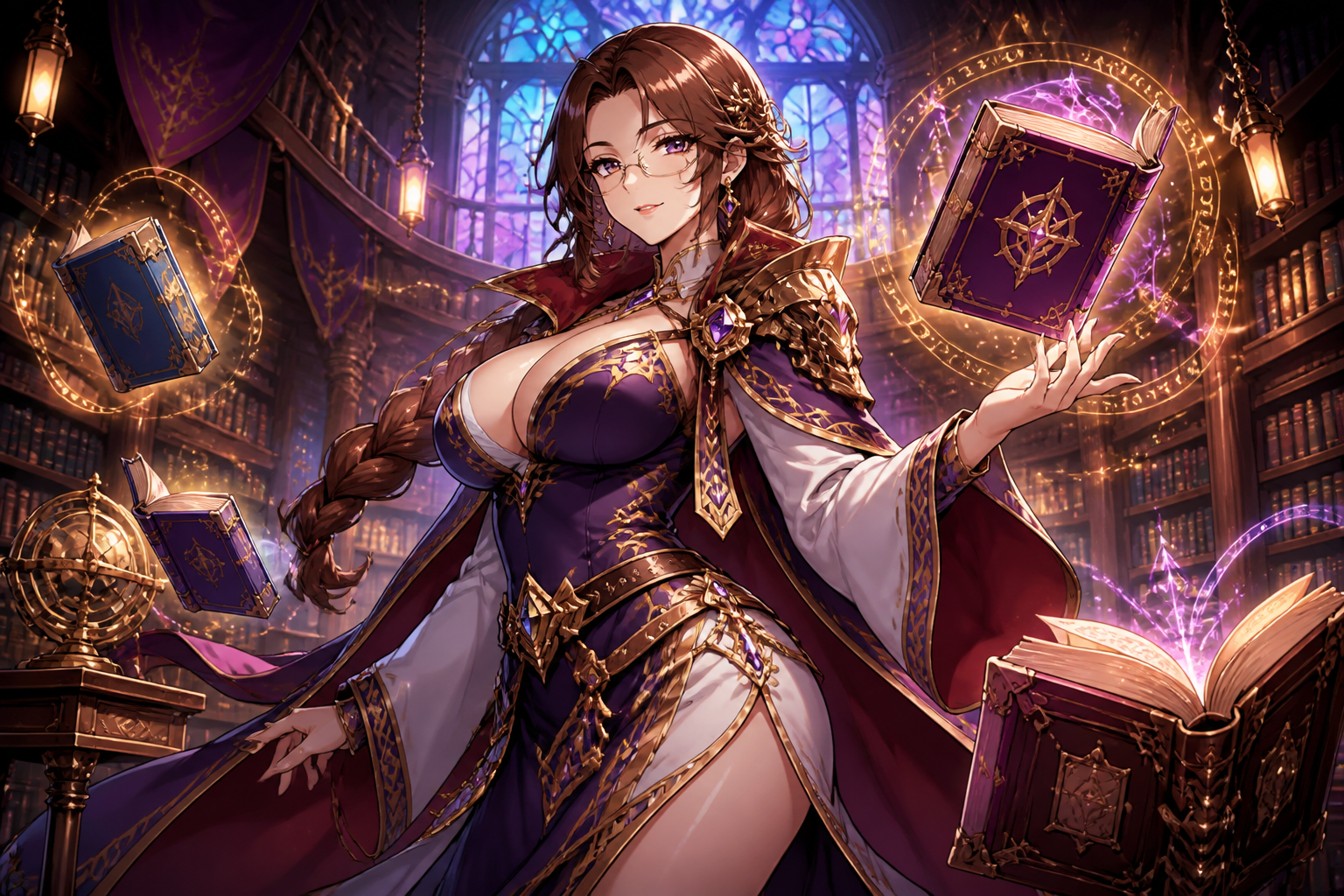 Fantasy mage in library