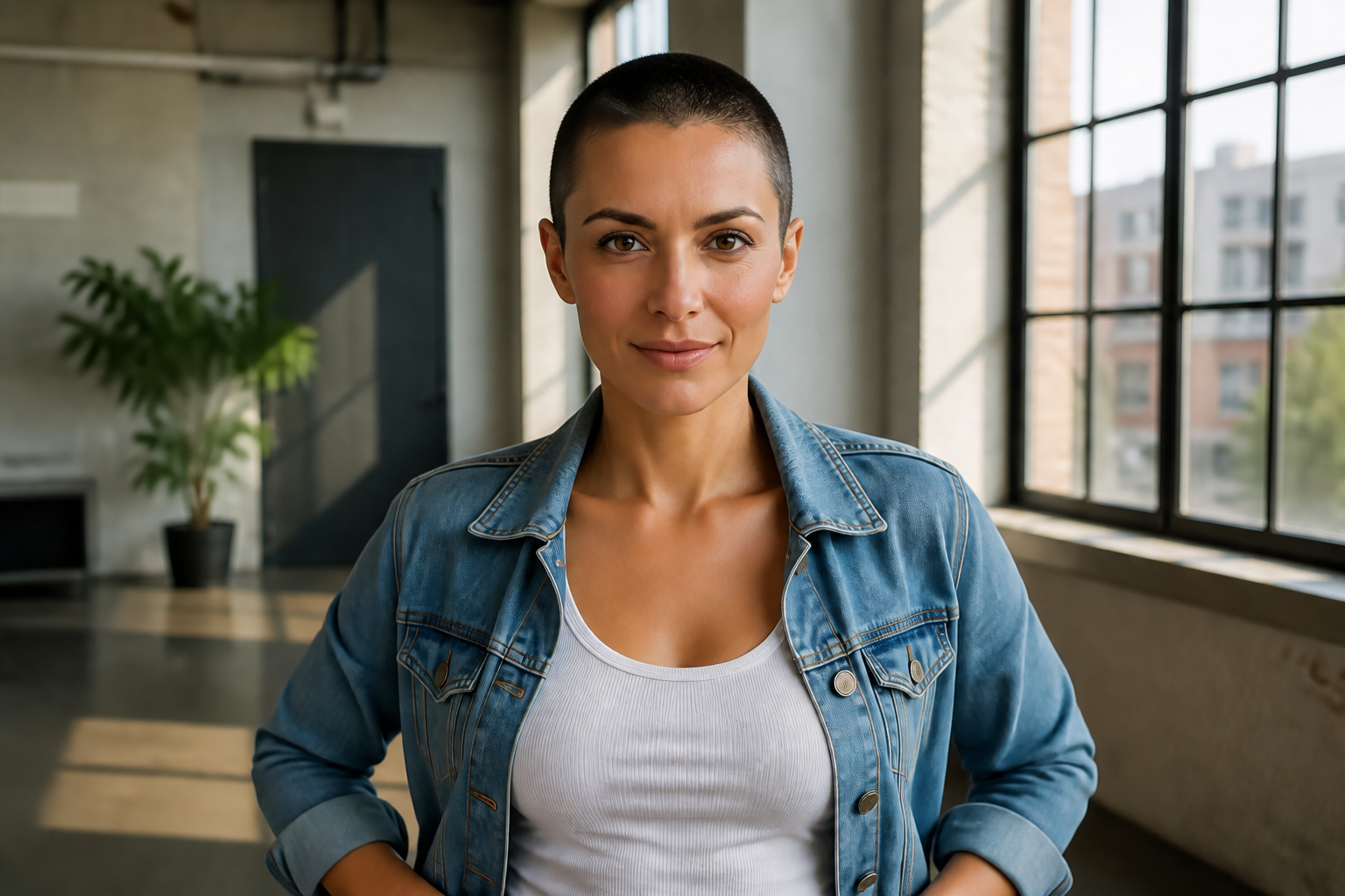 Women's buzz cut preview (after)