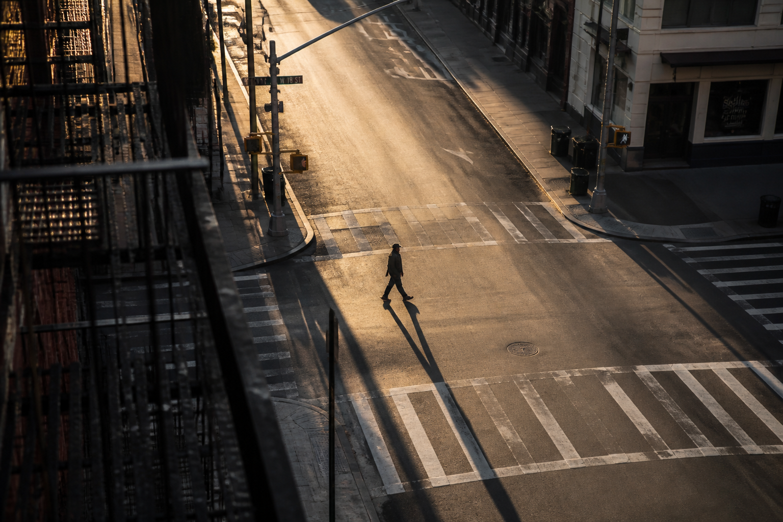 High-angle city crossing