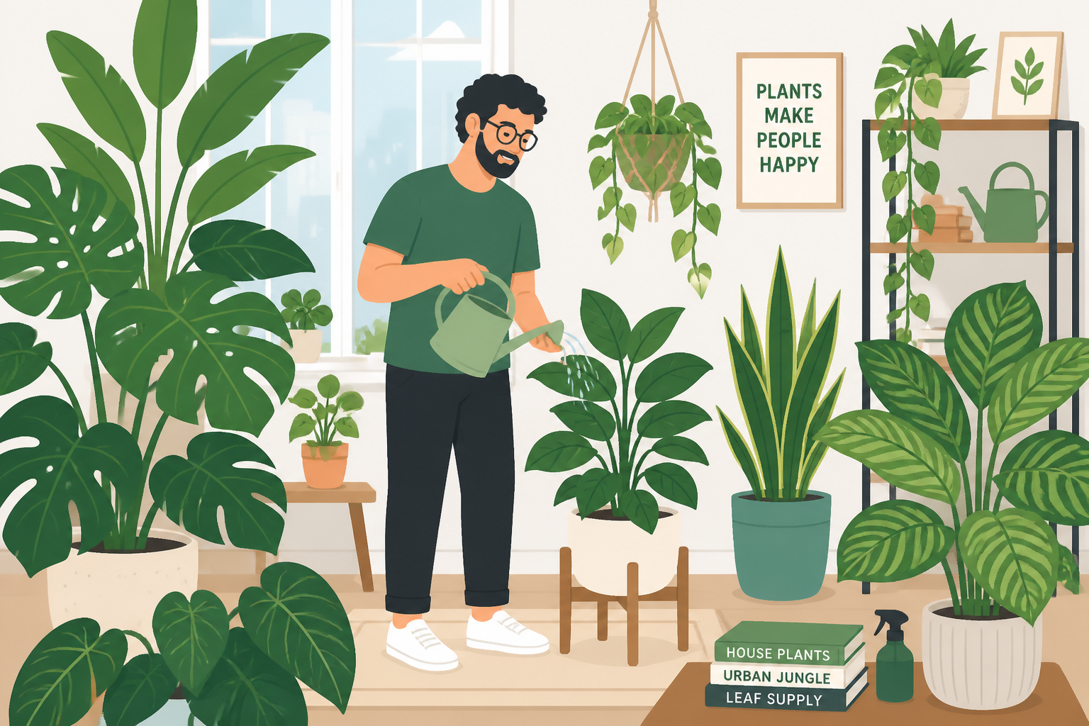 Houseplant lover cartoon