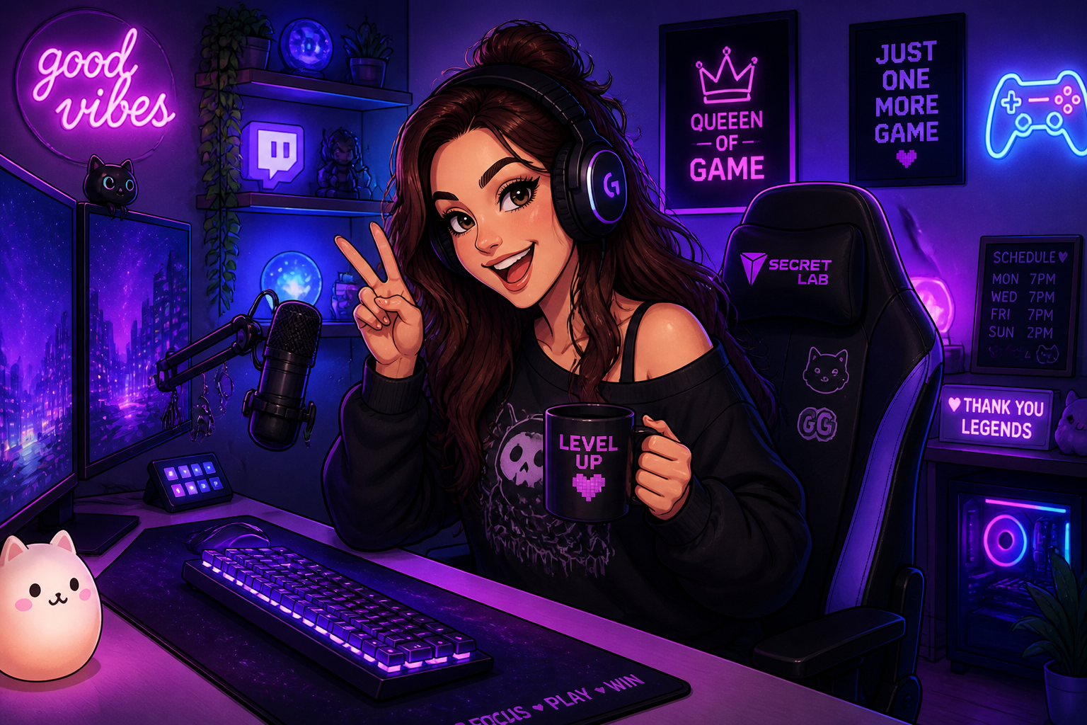 Neon gamer setup
