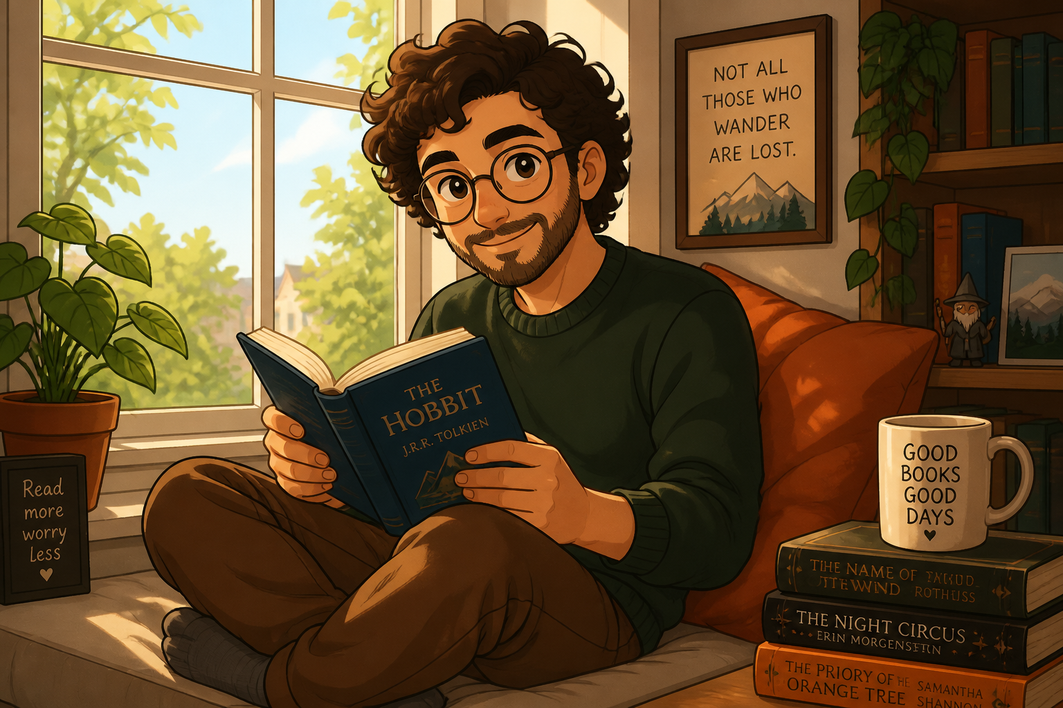 Cozy reader portrait