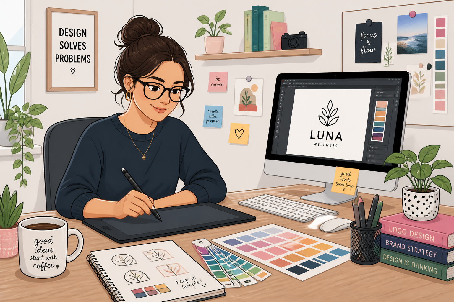 Creative desk cartoon