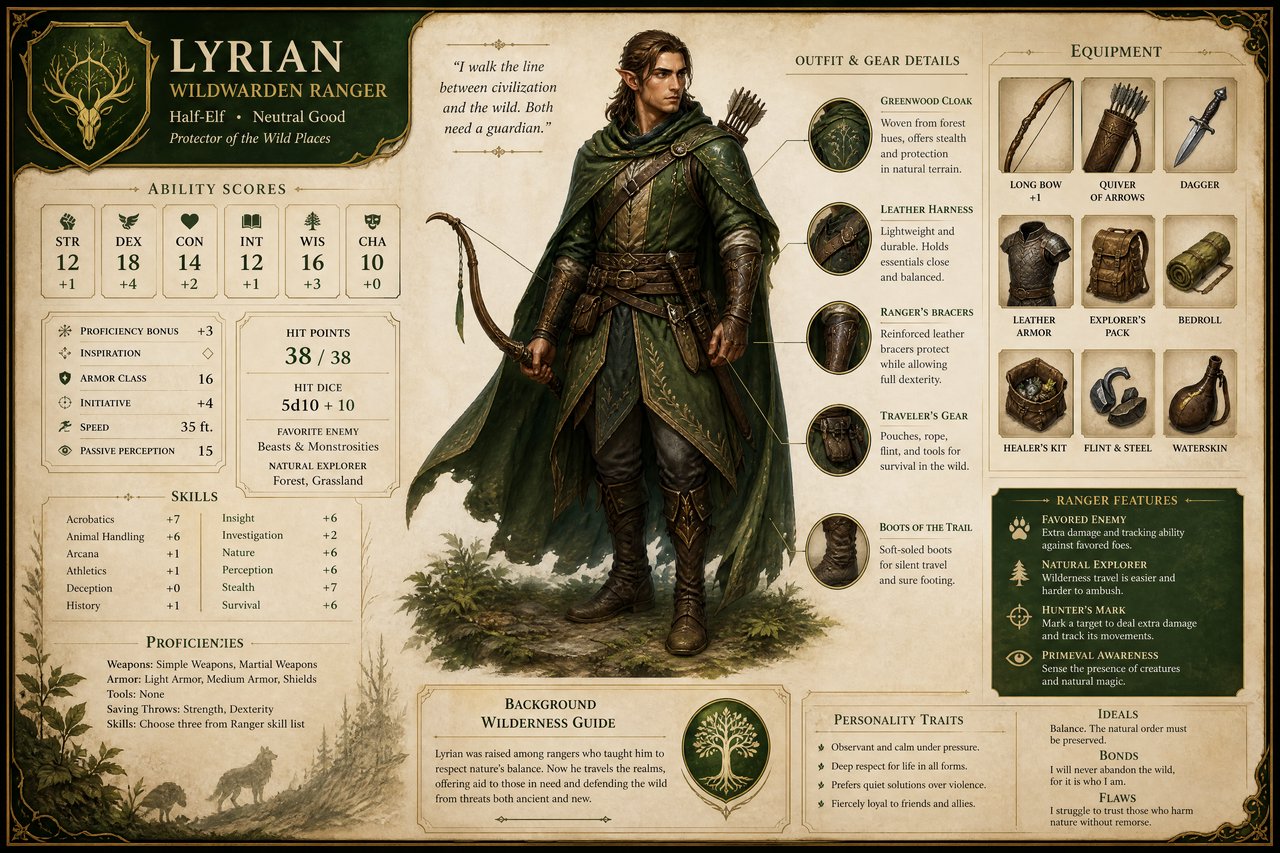 AI Character Sheet Generator