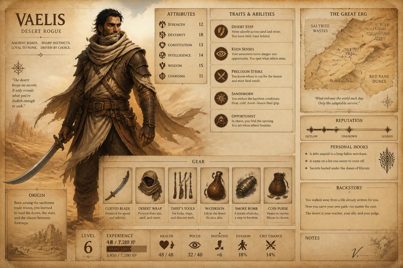 Desert rogue sheet