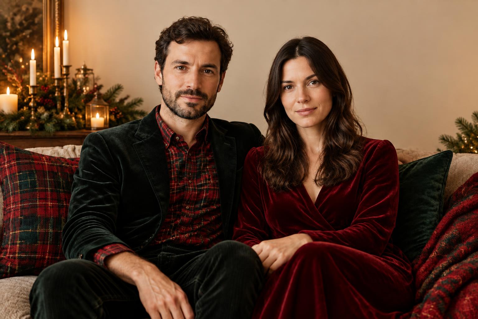 Quiet-luxury tartan holiday portrait (after)