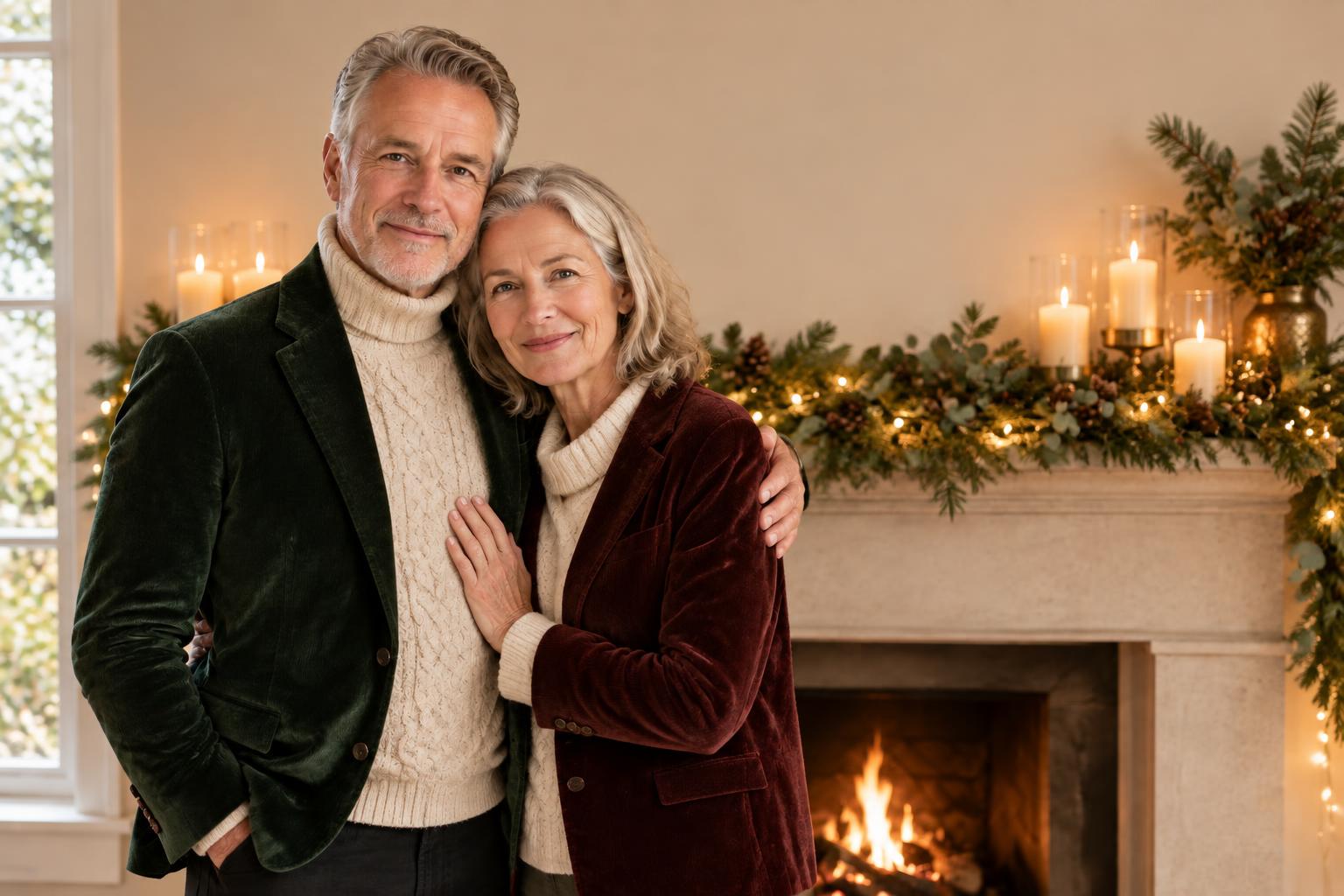 Elegant candlelit mantel portrait (after)