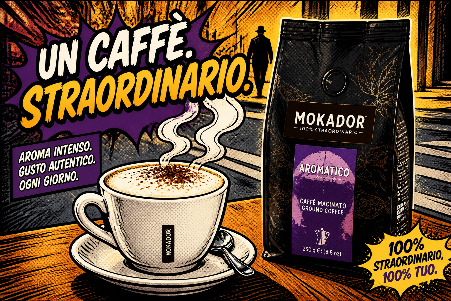 Comic poster coffee ad (after)
