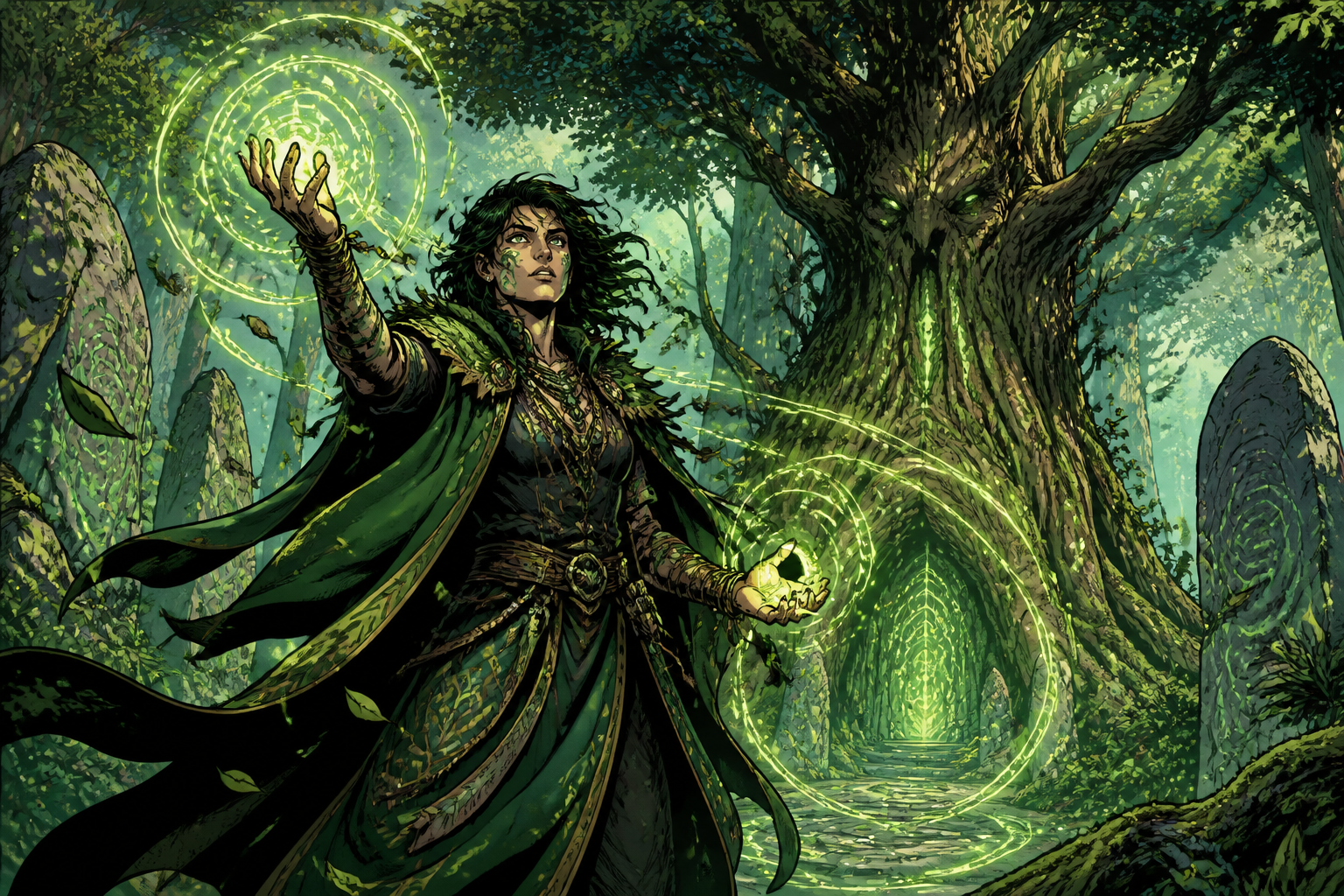 Forest mage casting scene