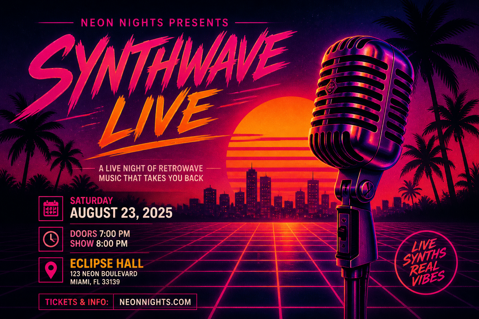 Retro synthwave show poster