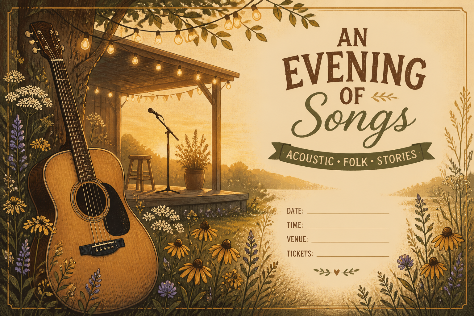 Warm folk concert poster