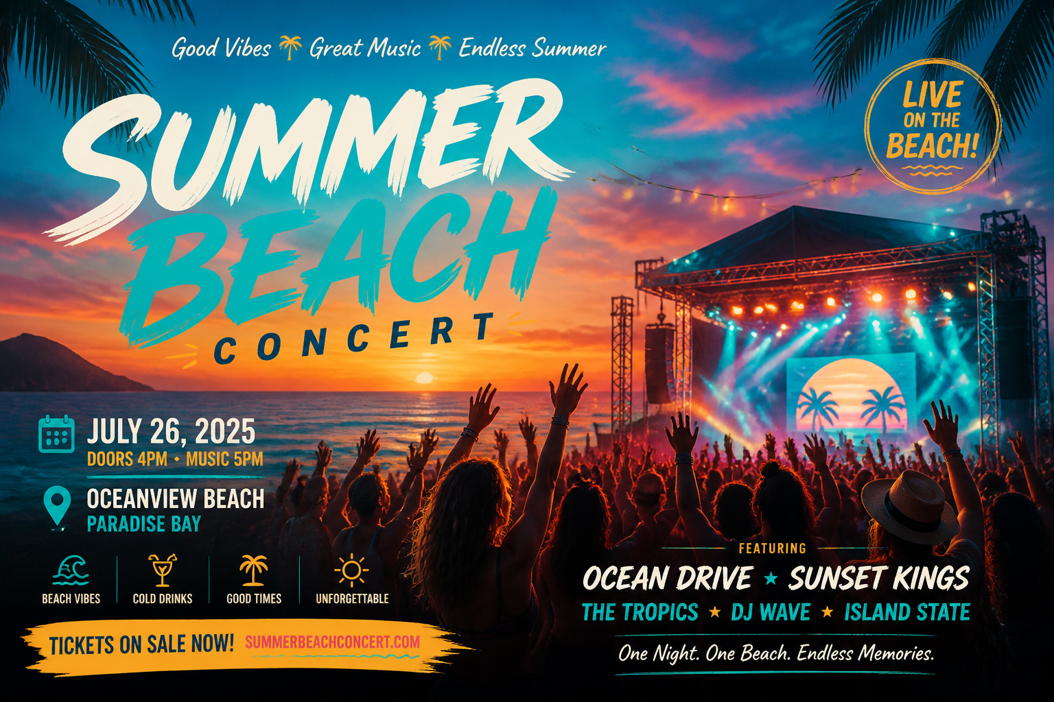 Beach concert promo poster