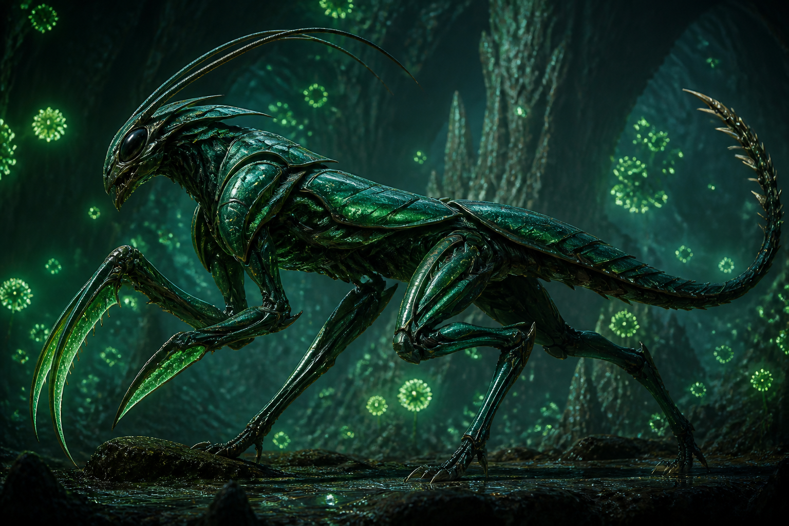 Mantis-feline alien