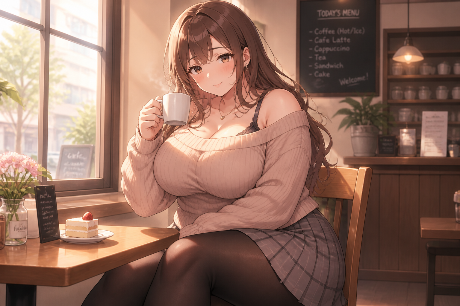 Cozy cafe slice-of-life scene