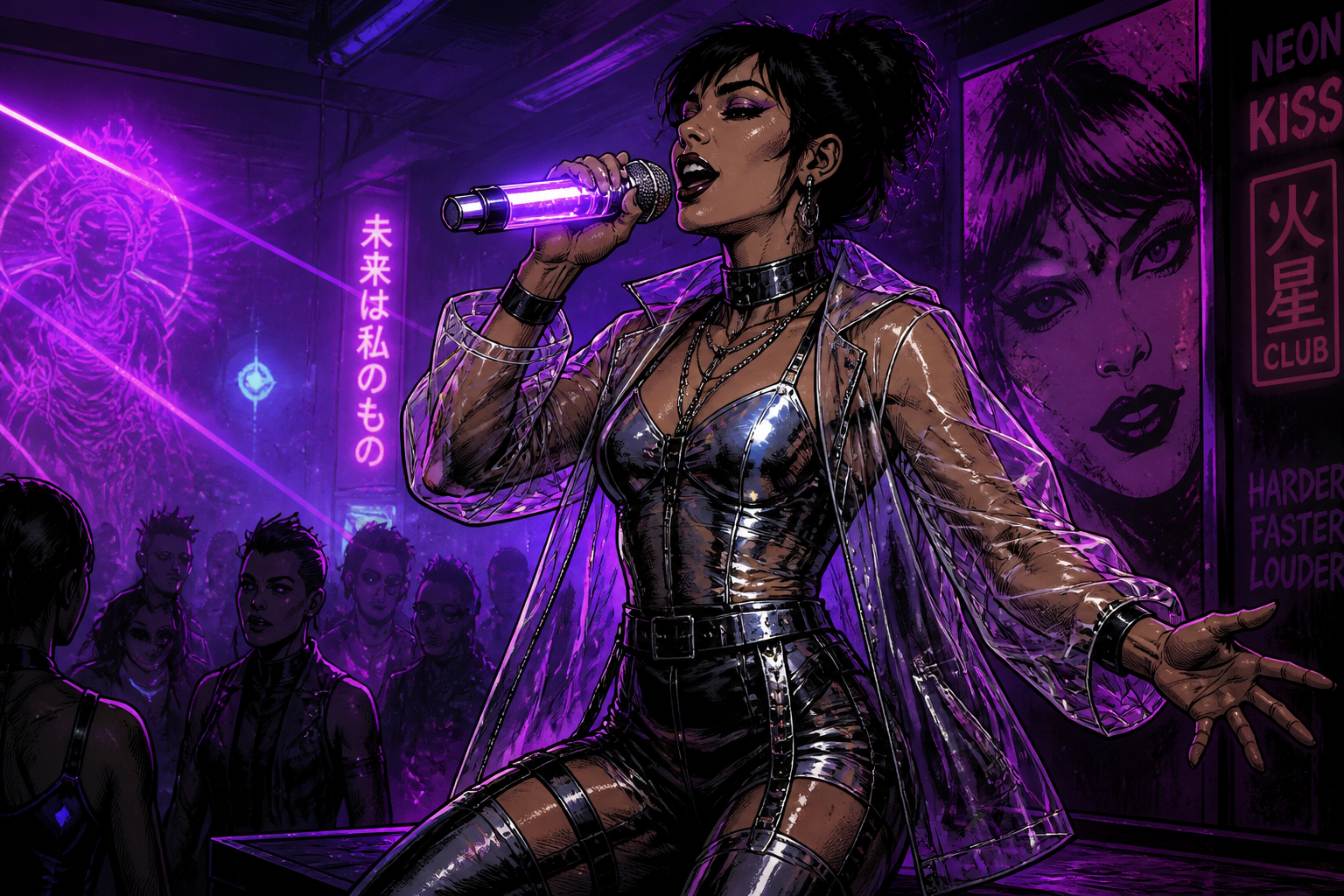 Nightclub singer under lasers