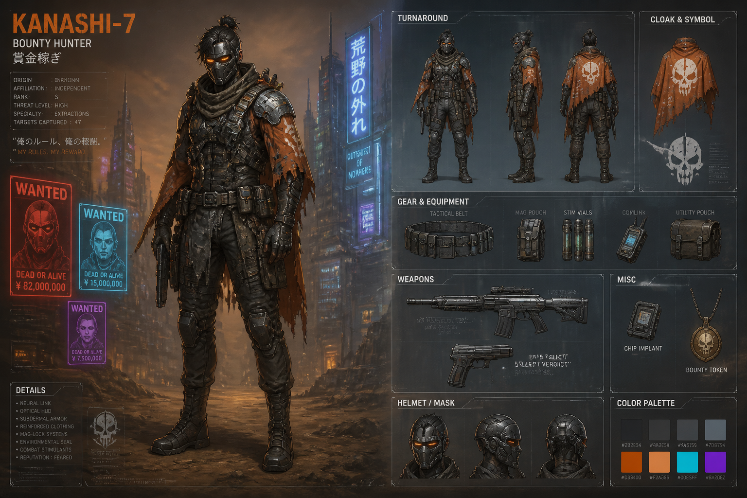 Bounty hunter at desert megacity