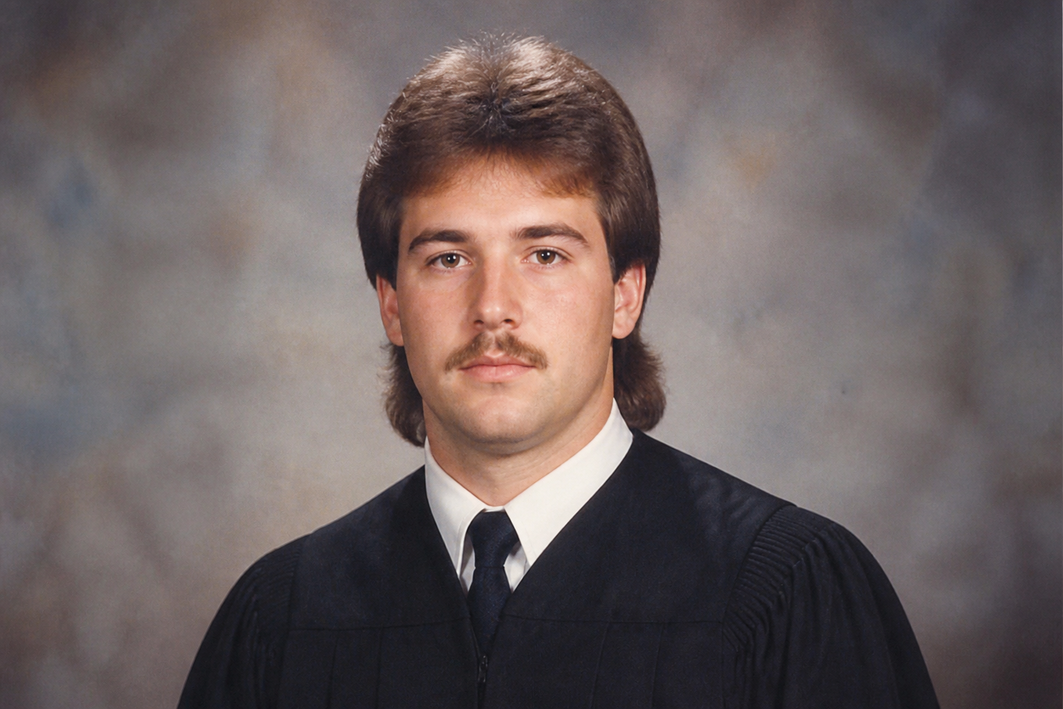 Old graduation photo → modern casual portrait (before)