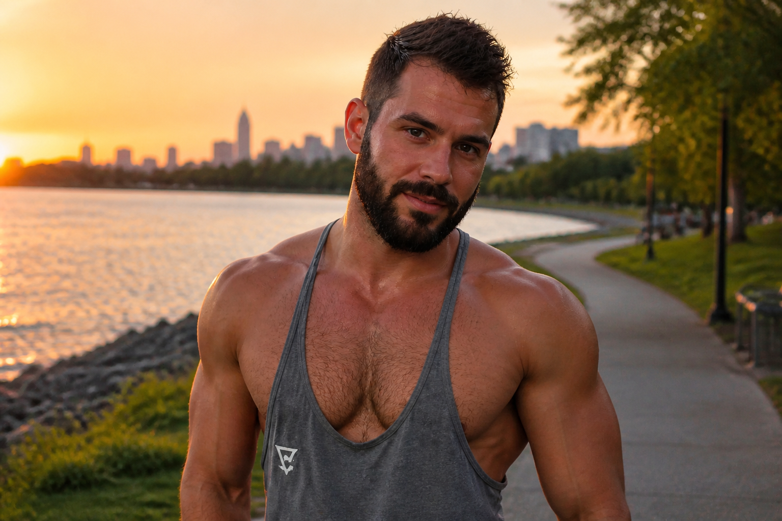 Gym mirror selfie → post-workout outdoor shot (after)