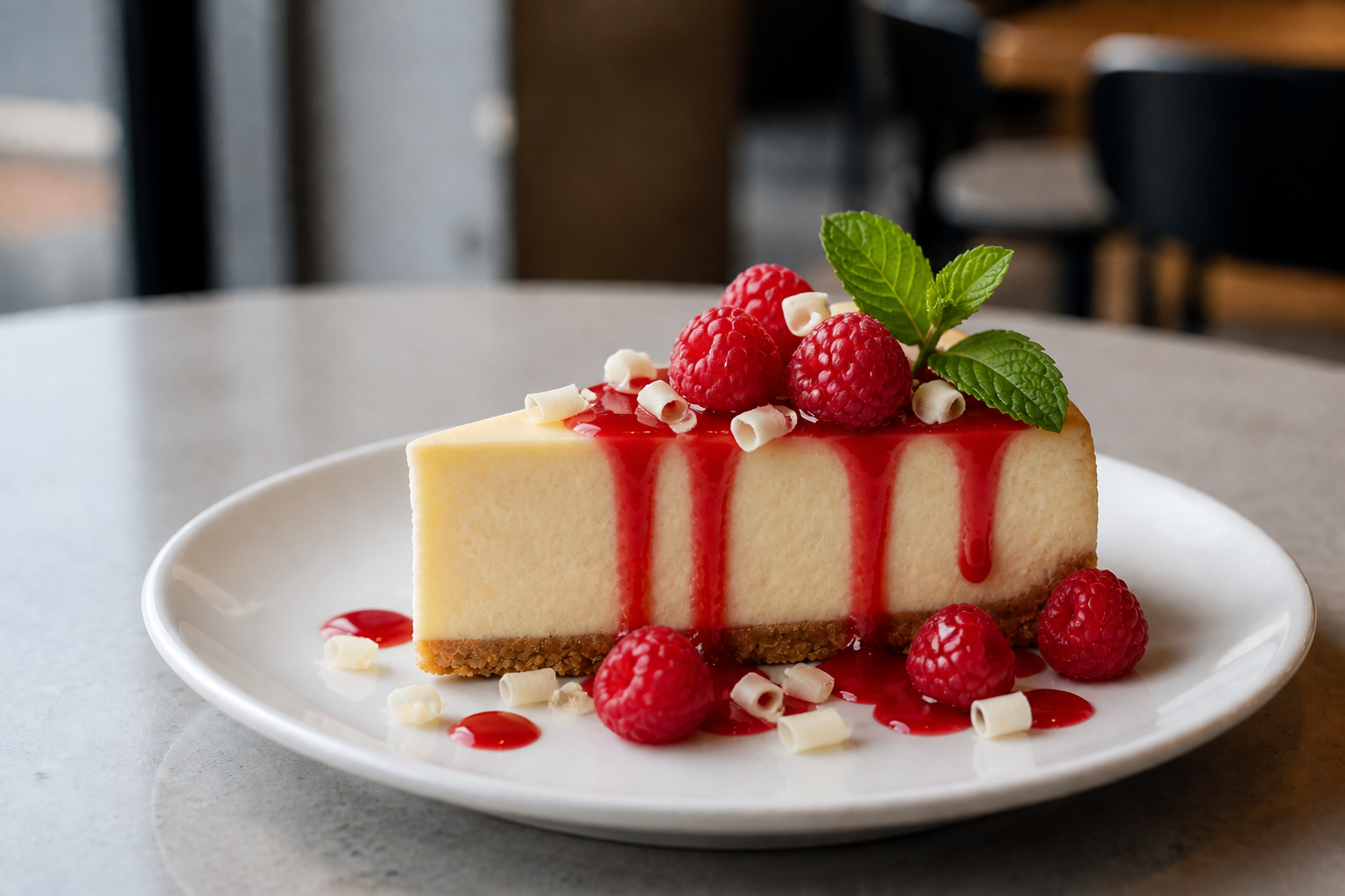 Decorated raspberry cheesecake (after)