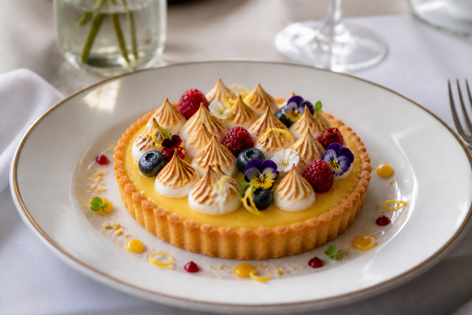 Decorated lemon tart (after)