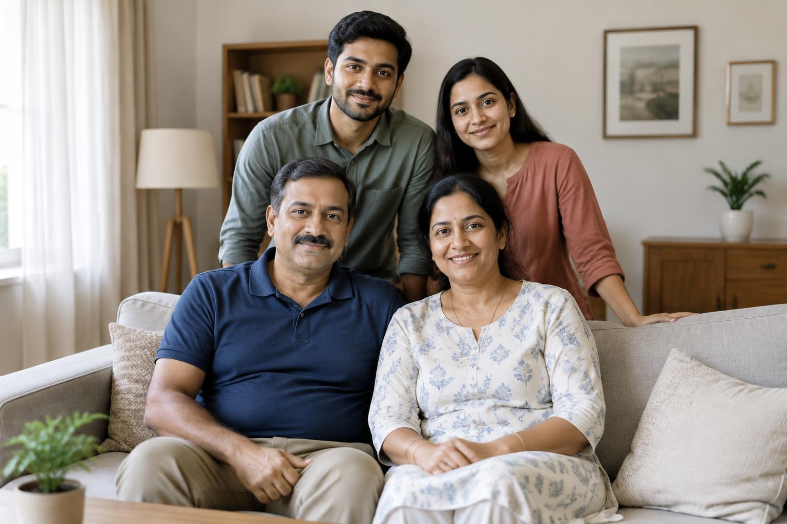 Adult family Diwali portrait (before)