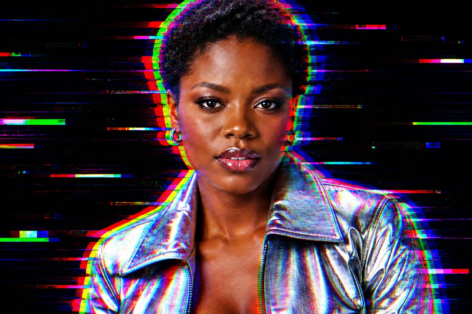 Neon RGB glitch portrait (after)