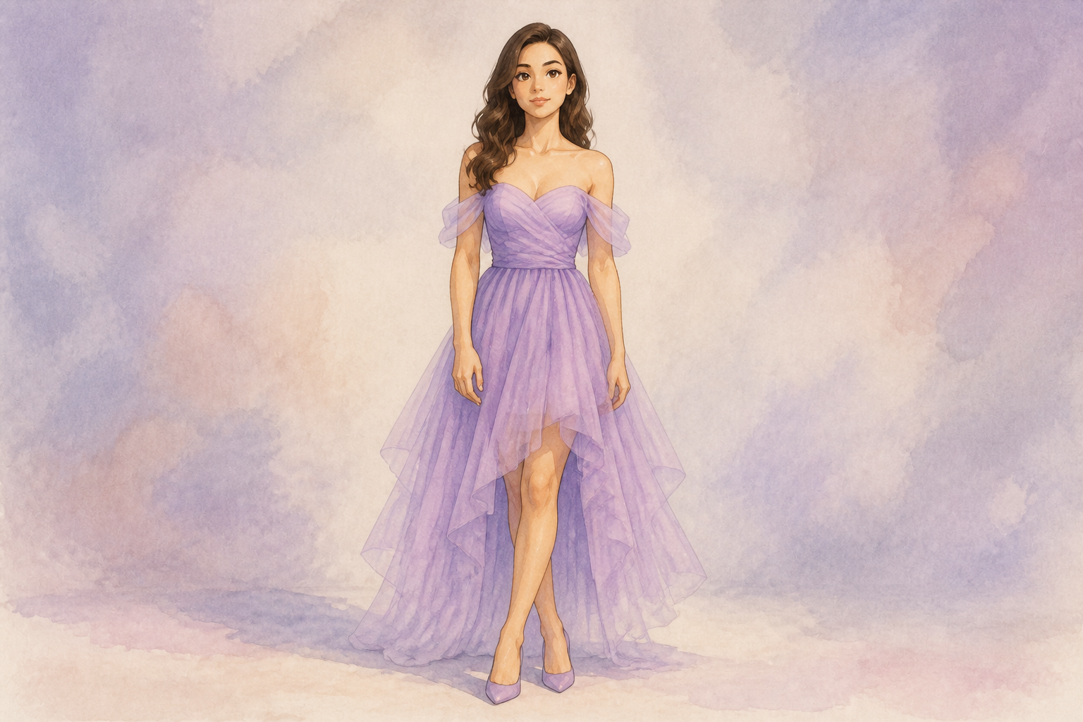 Ghibli watercolor dress concept (after)