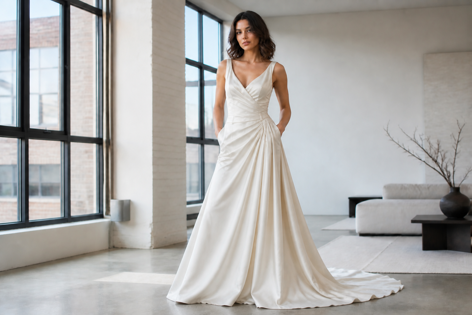 Ivory bridal gown (after)