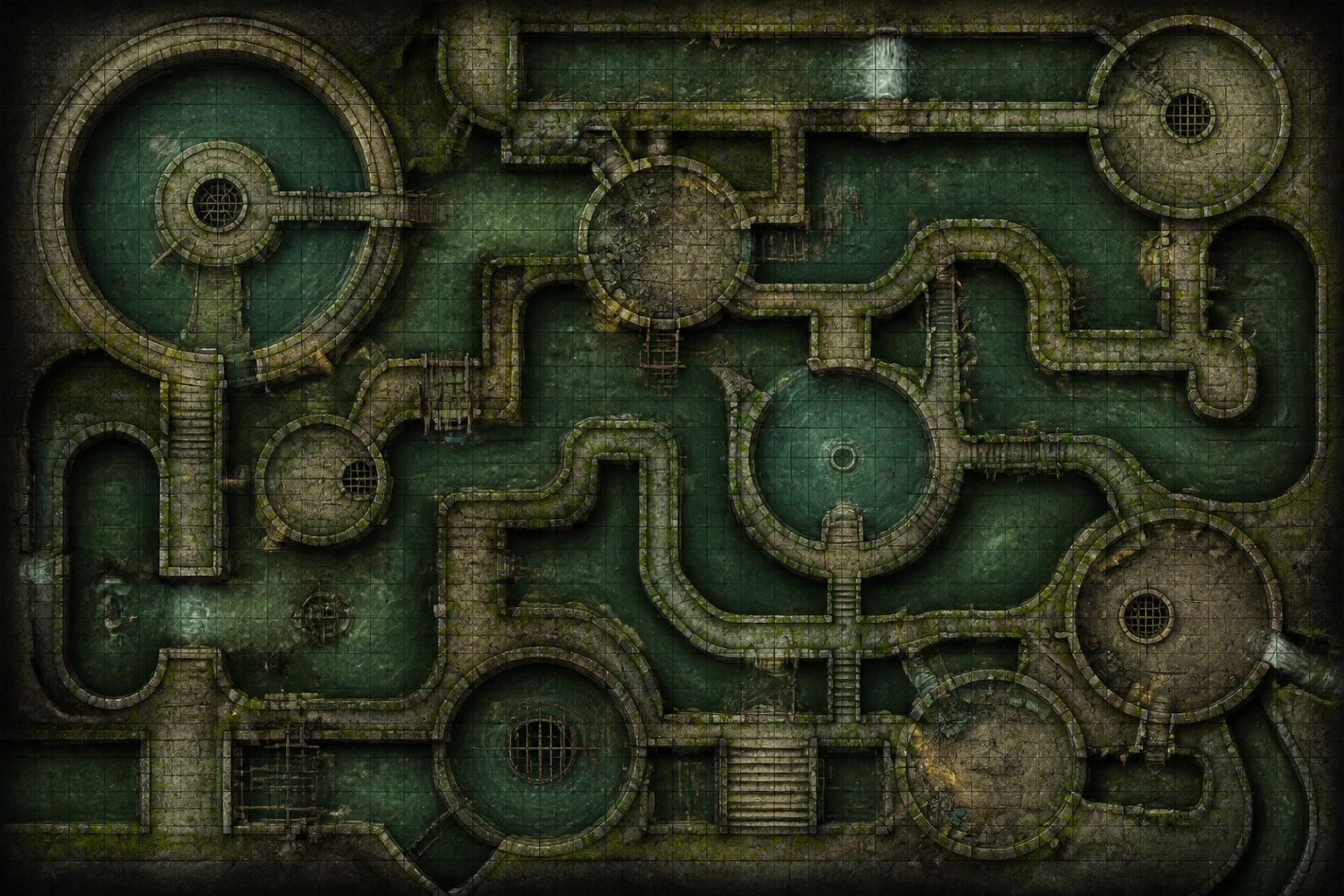 Flooded sewer labyrinth