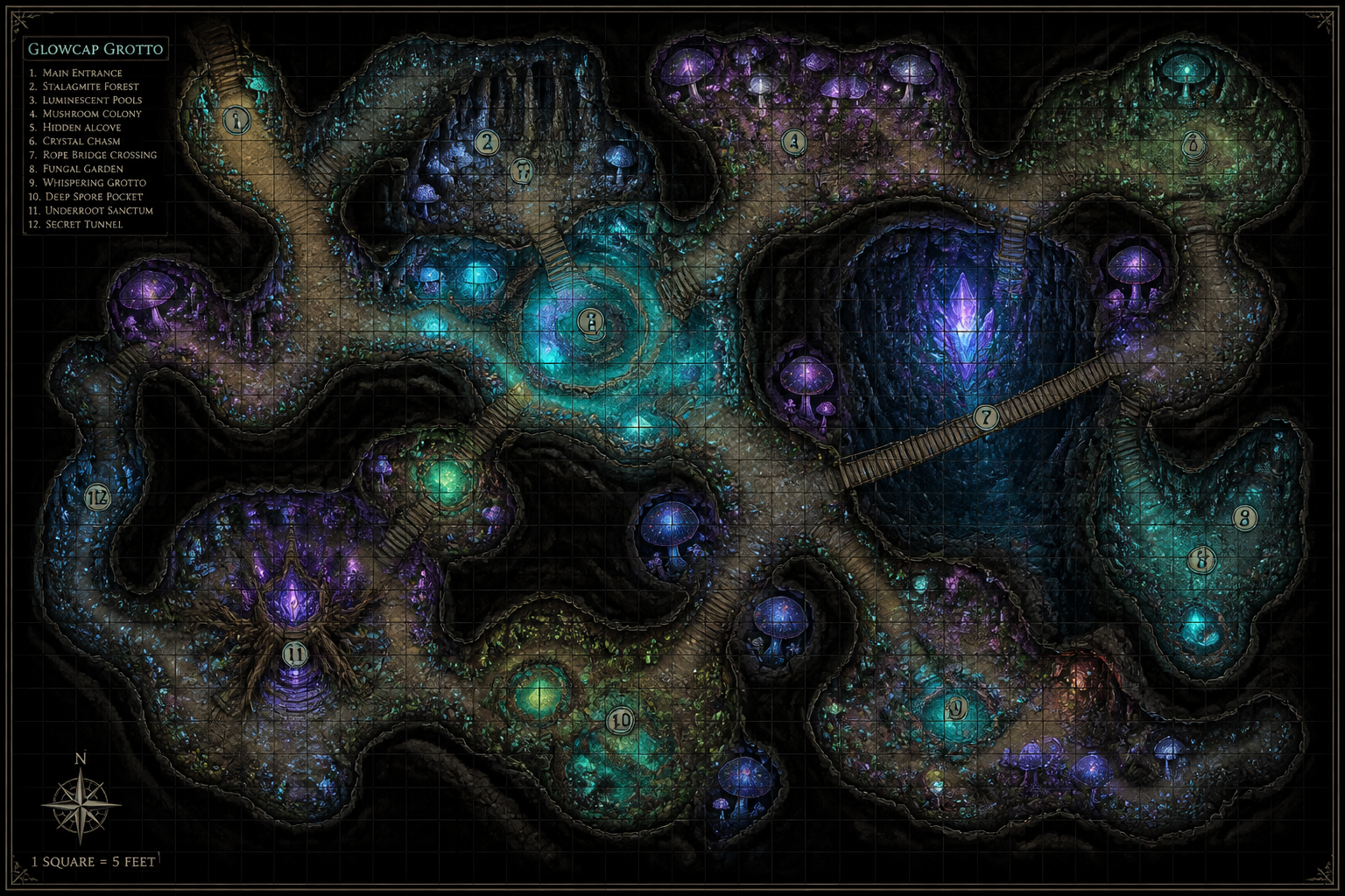 Mushroom cavern network