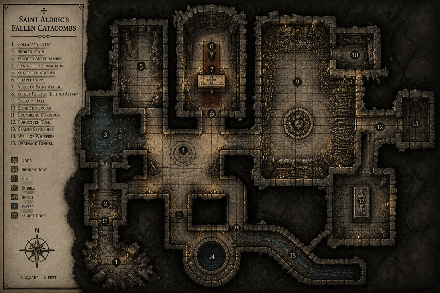 Castle catacombs map