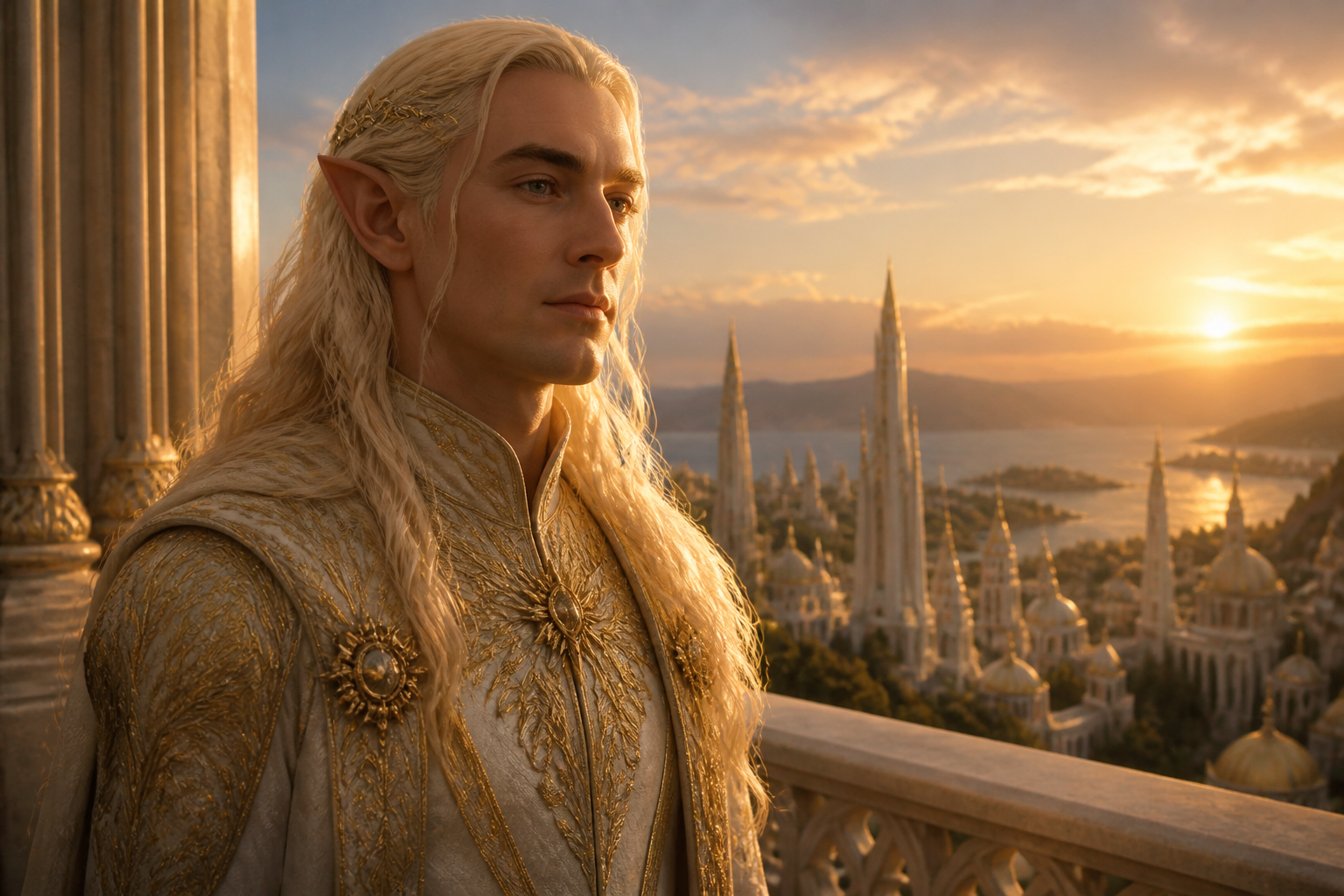 Sun elf noble at sunset