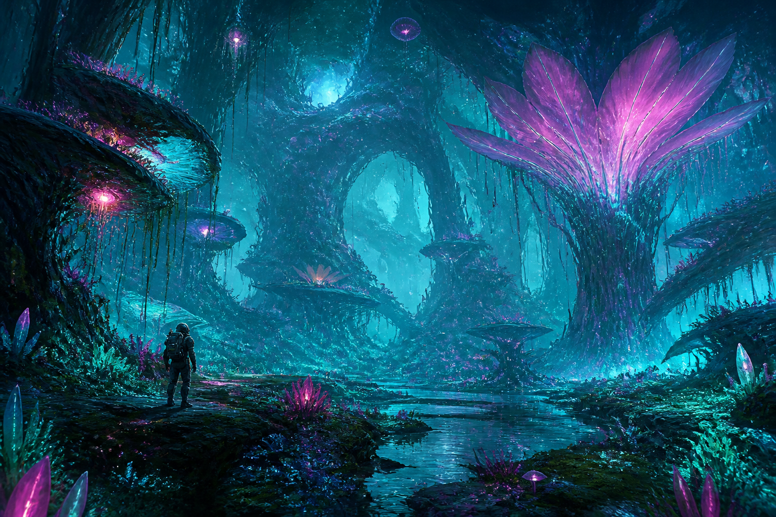 Bioluminescent alien jungle