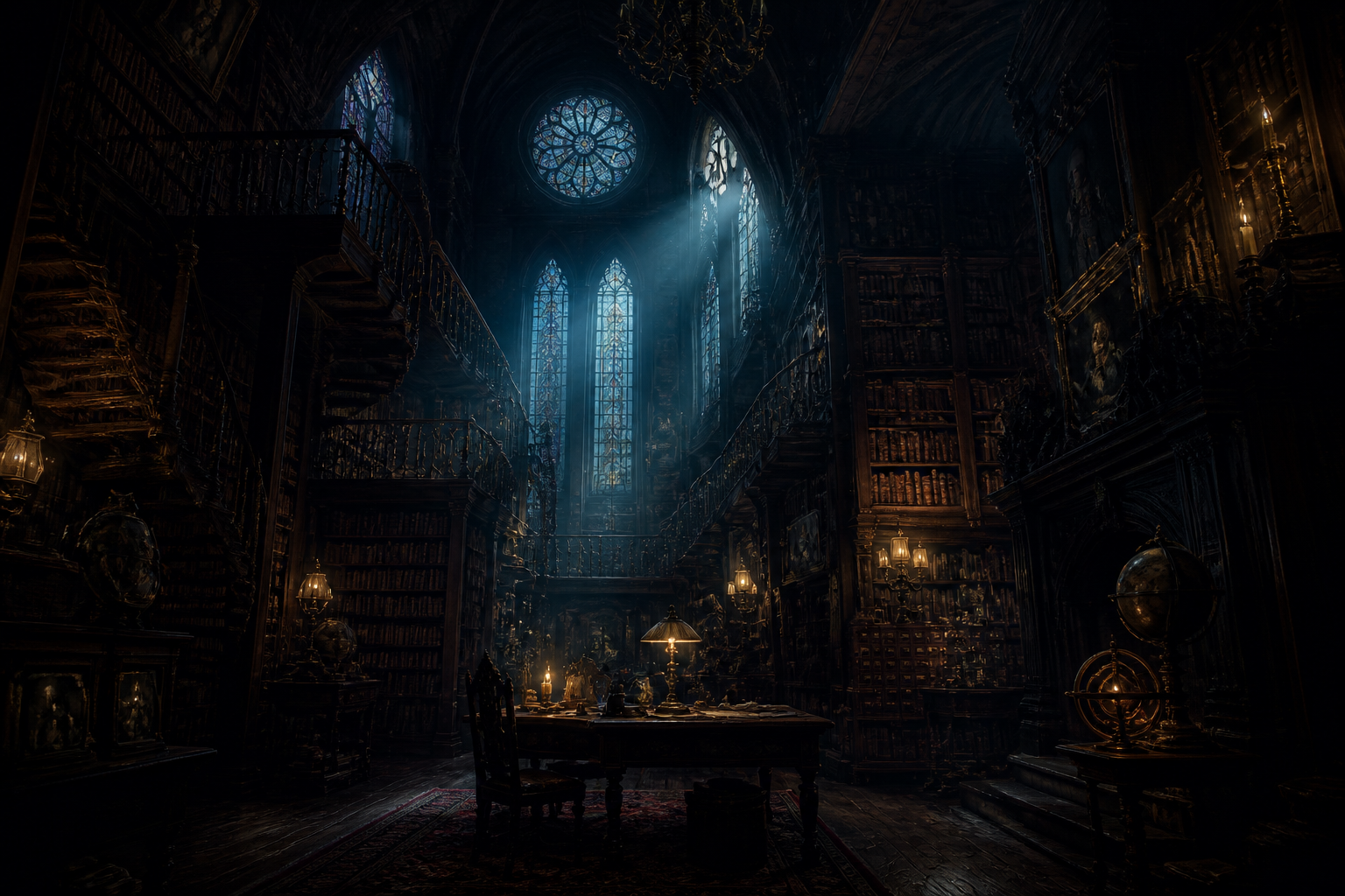 Gothic library interior