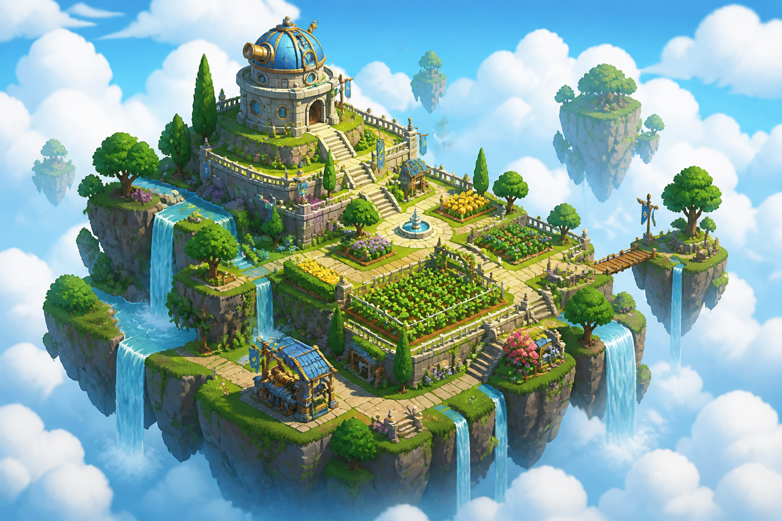 Isometric floating island