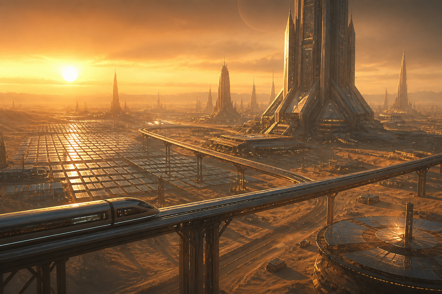 Futuristic desert cityscape
