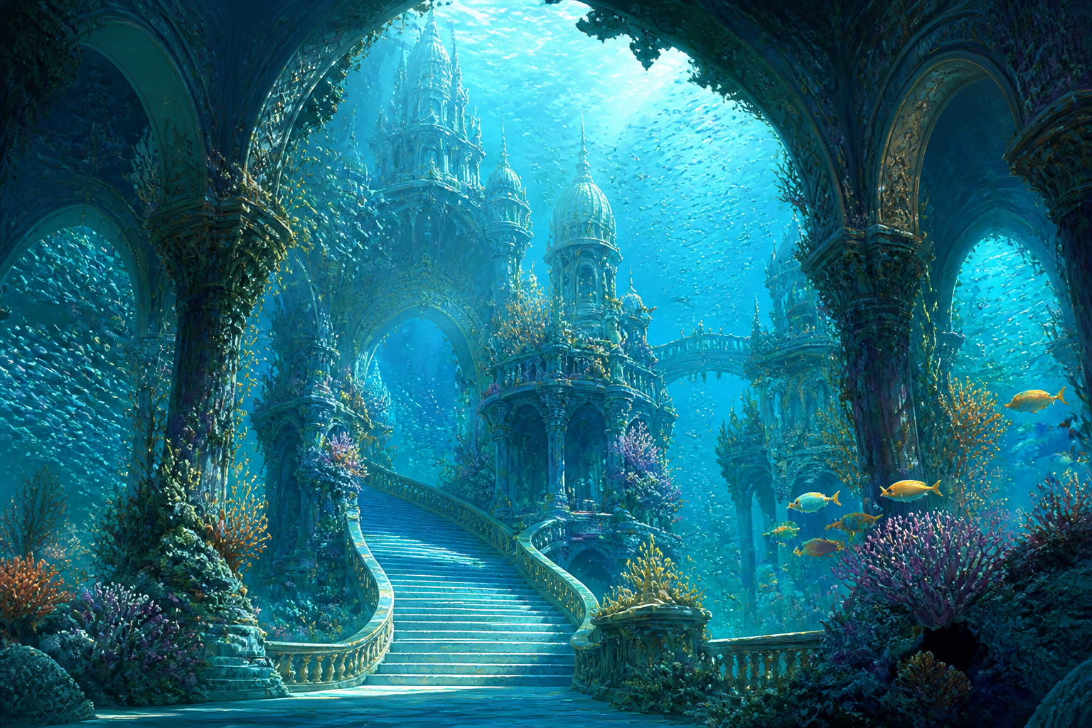 Underwater palace hall