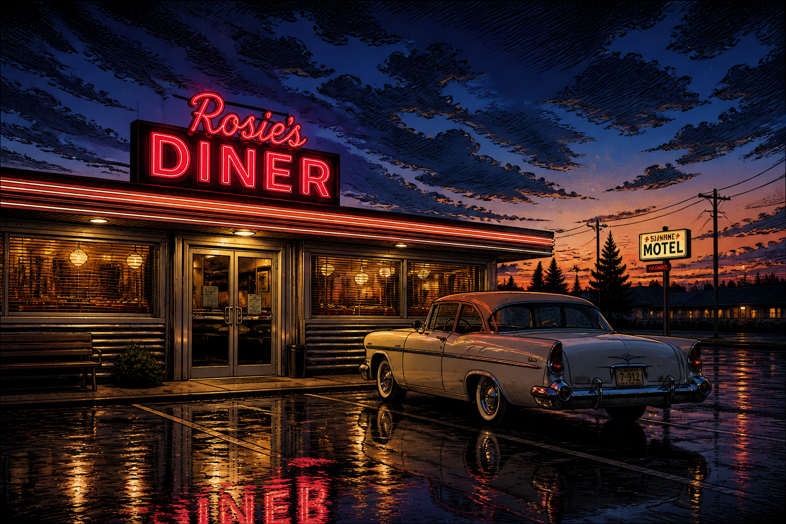 Comic-style wider diner (after)