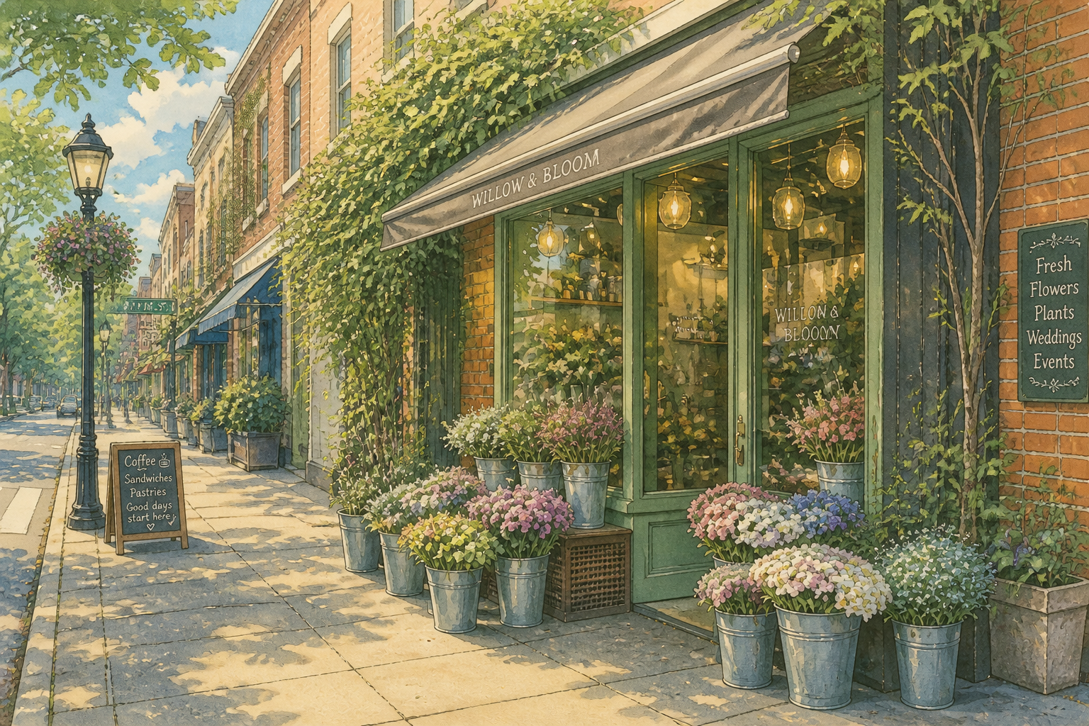 Ghibli watercolor storefront (after)