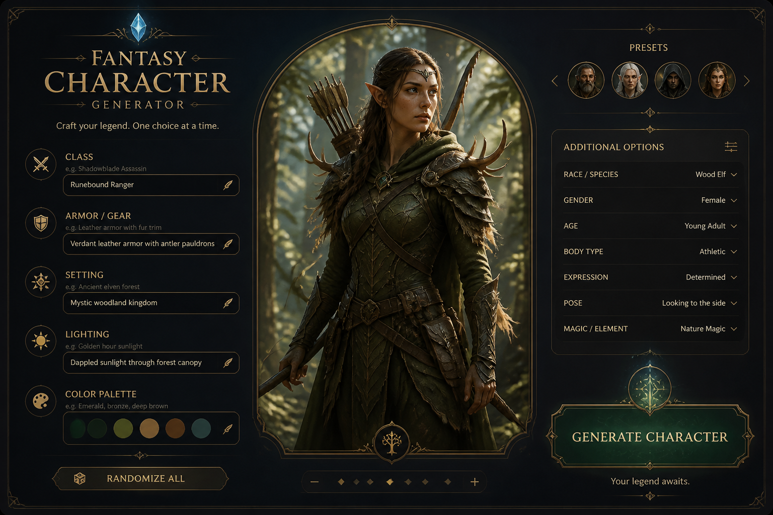 Describe the character